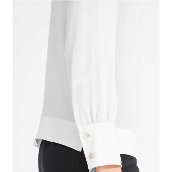 NWT Everlane 0 Womens The Clean Boatneck Blouse SILK top Gray White - Picture 3 of 11